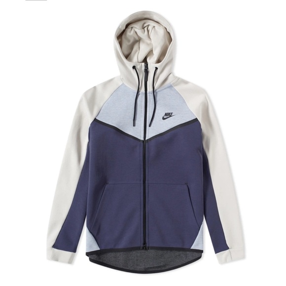 Men's Nike Sportswear Tech Fleece Windrunner ColorBlock Hoodie Blue/Cream Medium - Picture 1 of 7